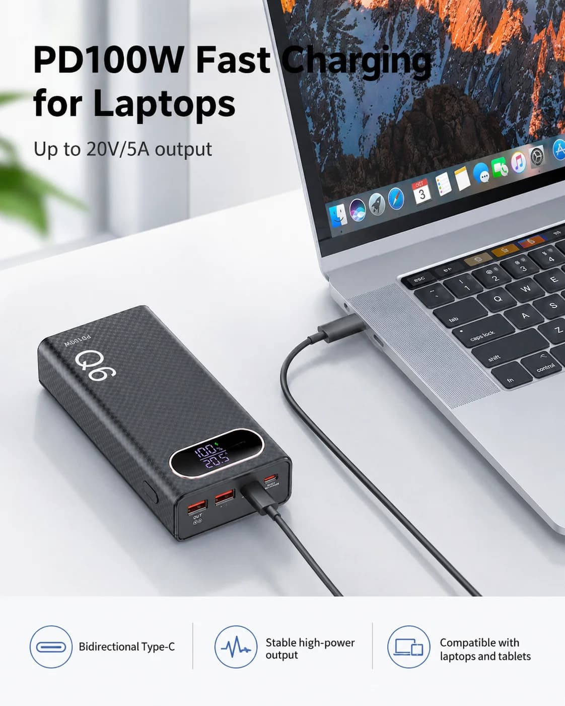 Q6 PD100W DIY Power Bank Housing Kit for 6x21700 Flat Top Cells No-Solder Fast Charge Case with Digital Display