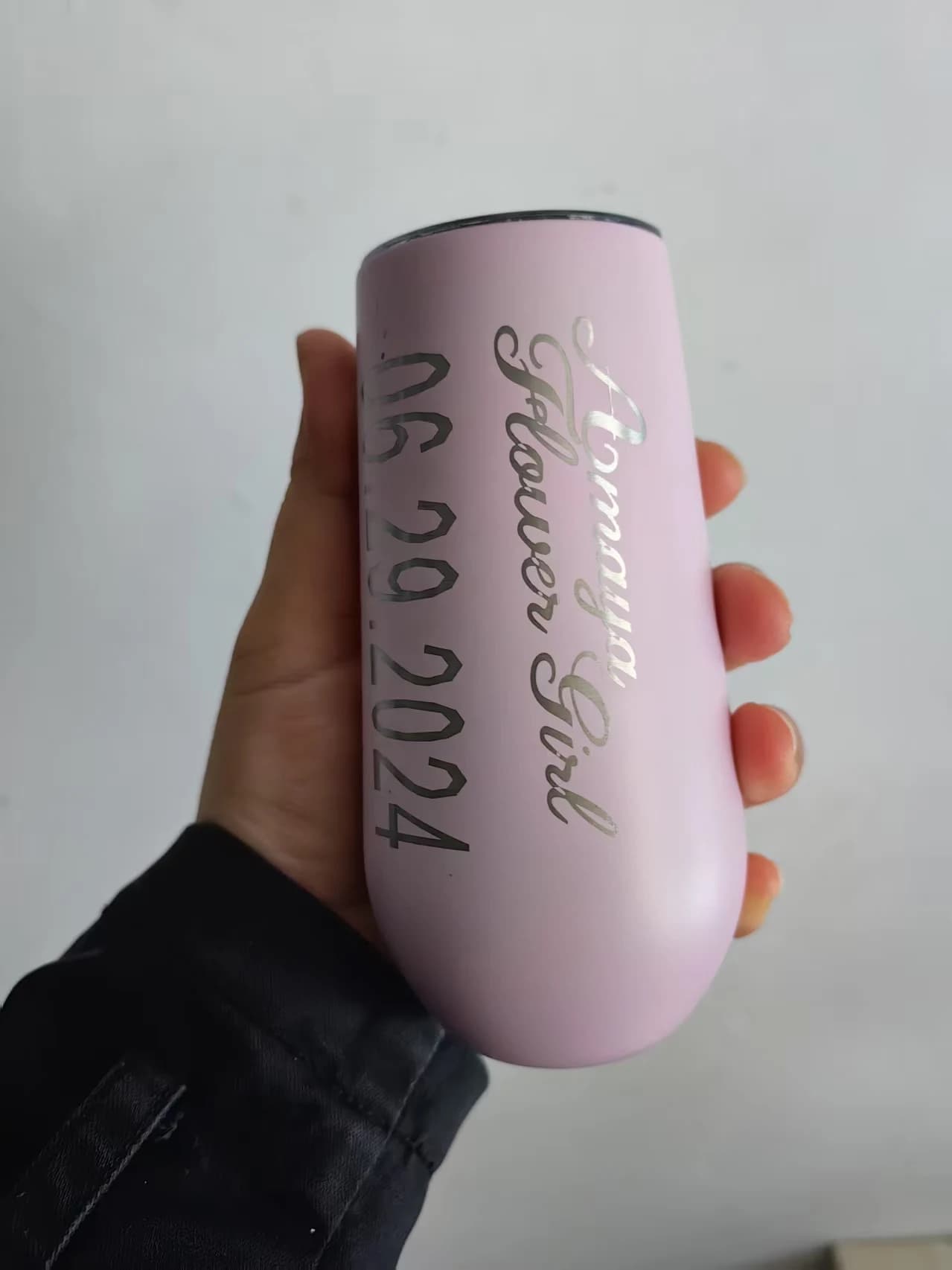 Nome del nastro di nozze gratuito 20 pezzi Bicchiere da vino da 6 once Bicchieri da birra Tazze da champagne con coperchi Bicchiere in vetro in acciaio a forma di uovo Regali termici