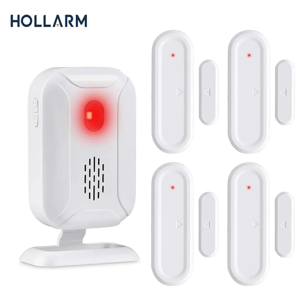 Hollarm Campanello per porta aperta senza fili 36 suonerie Negozio Negozio Campanello di benvenuto Campanello di allarme per porte e finestre con luce lampeggiante a LED