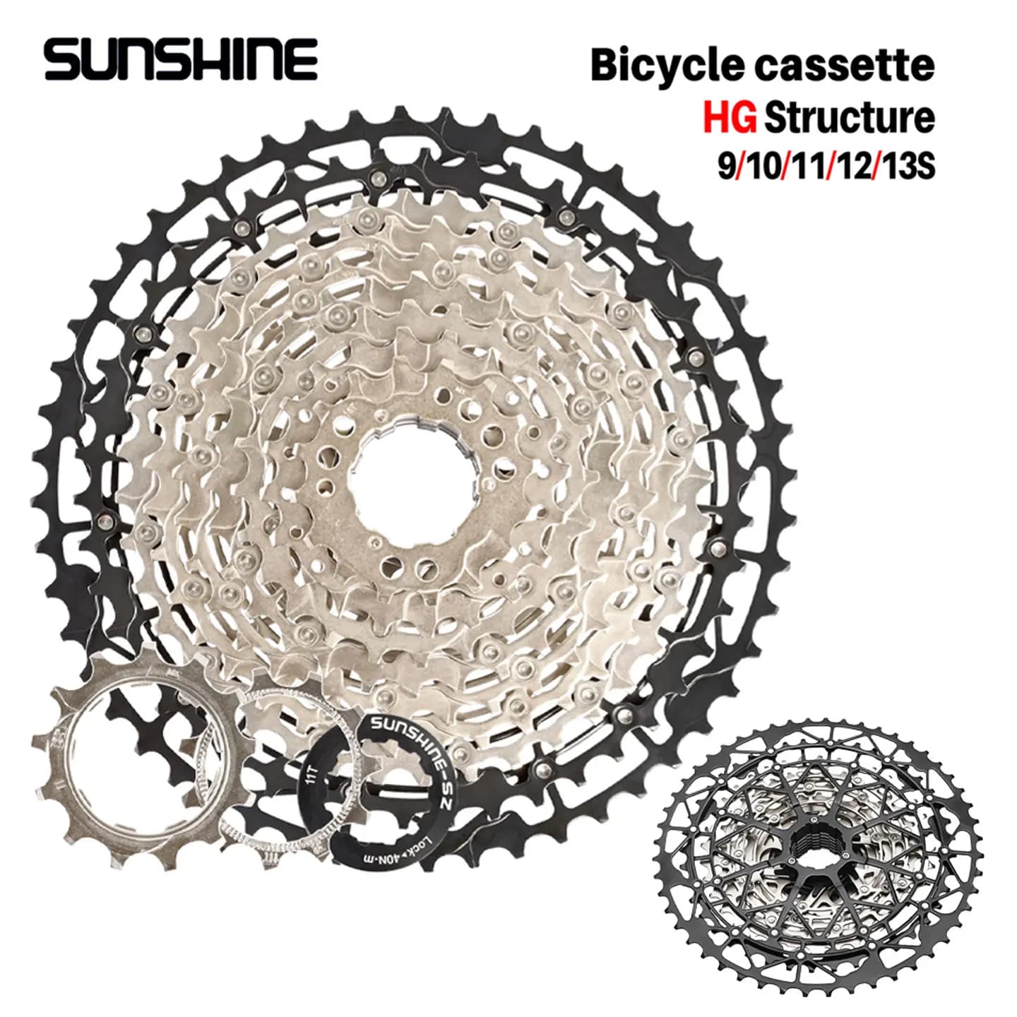 SUNSHINE Hollow Mountain Freedom Wheel 9/10/11/12/13s Bicicletta pieghevole 40T/42T/46T/48T/50T/52T Volano con scheda a velocità variabile HG
