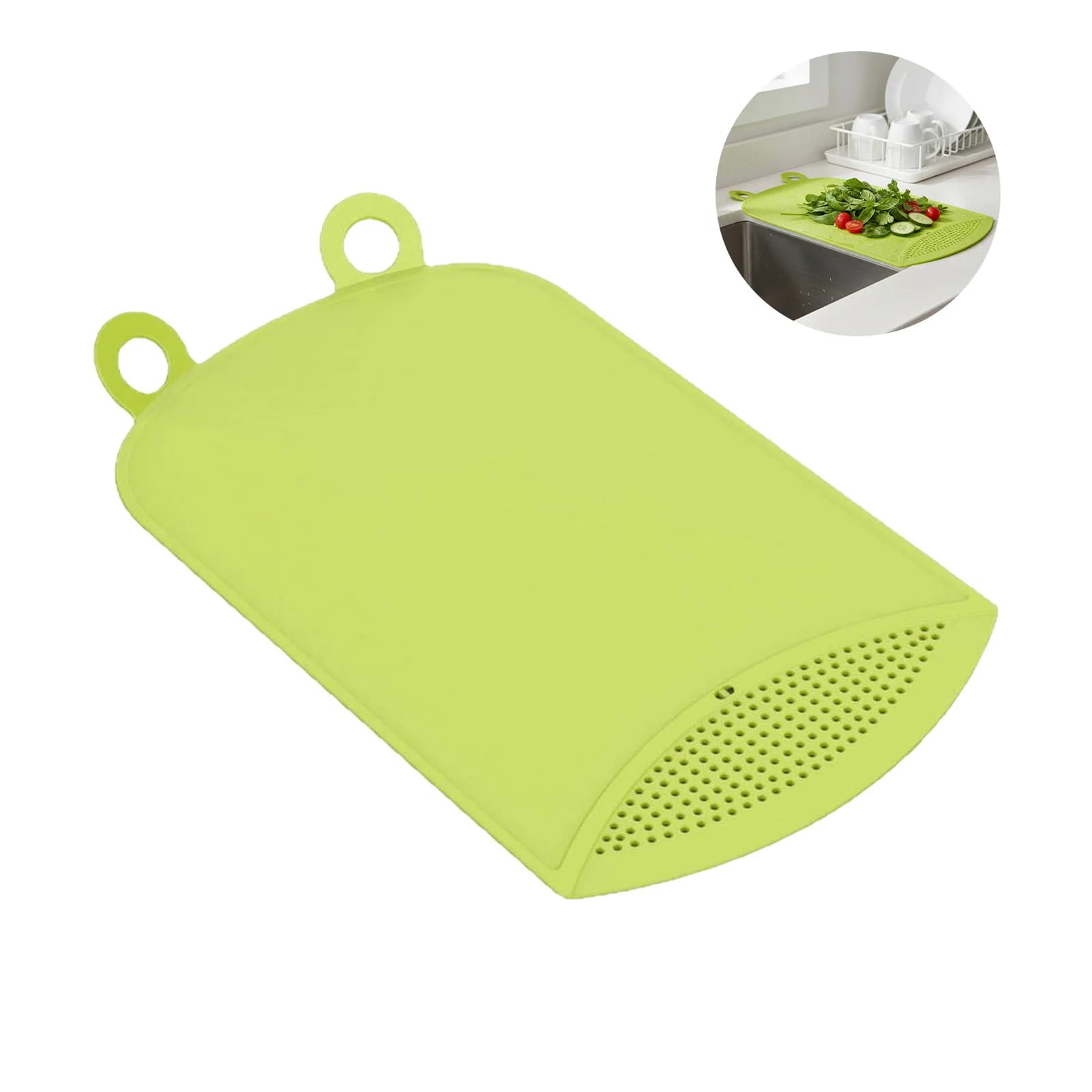 Tagliere in plastica con funzione di drenaggio, pieghevole, salvaspazio, per la preparazione e il taglio degli alimenti, multiuso per l'uso in cucina