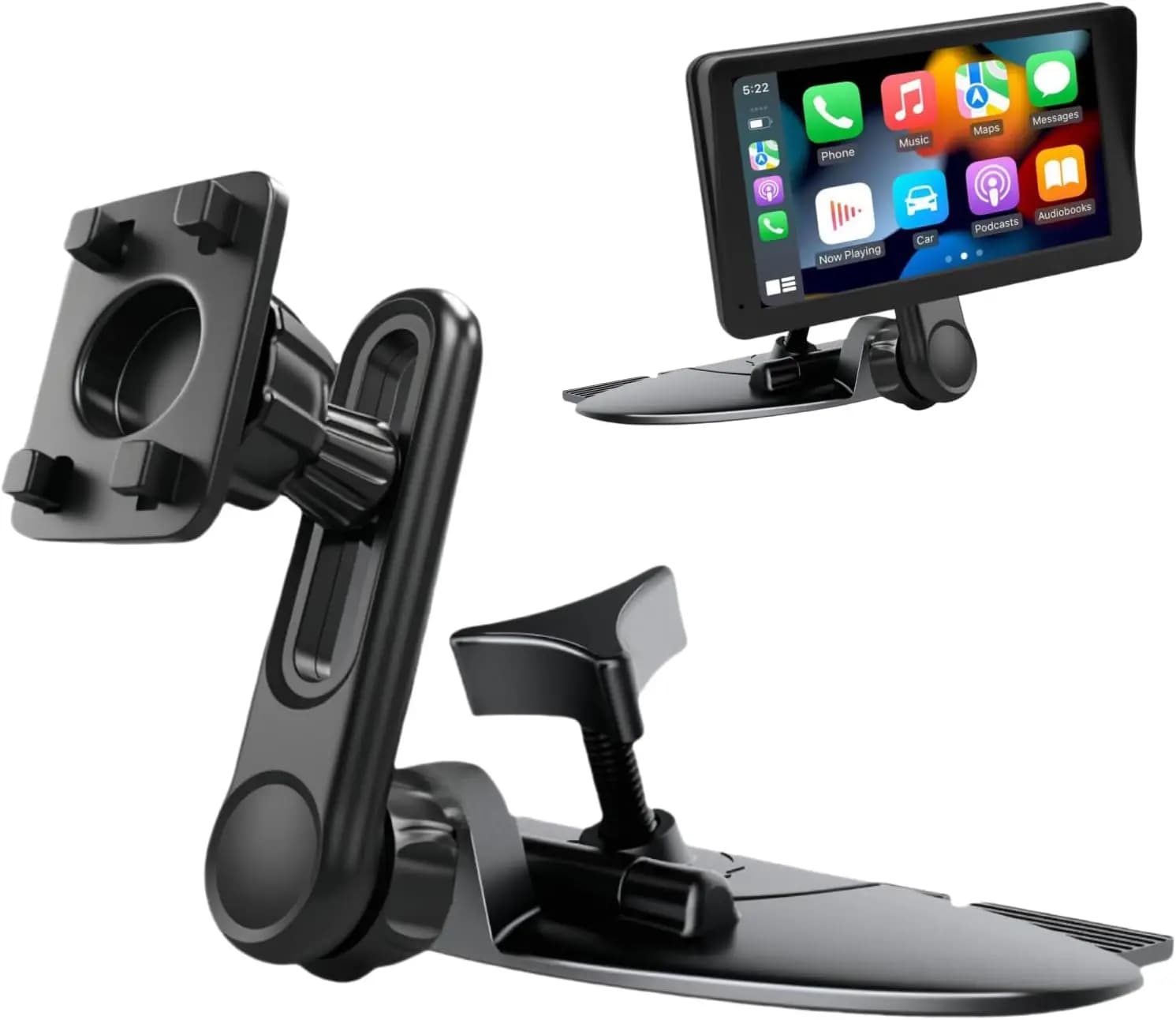 CD Slot Mount for CarPlay Screen Adjustable Arm and 360 Rotating Head 17mm Compatible with in-Car Monitors CD Slot CarPlay Mount
