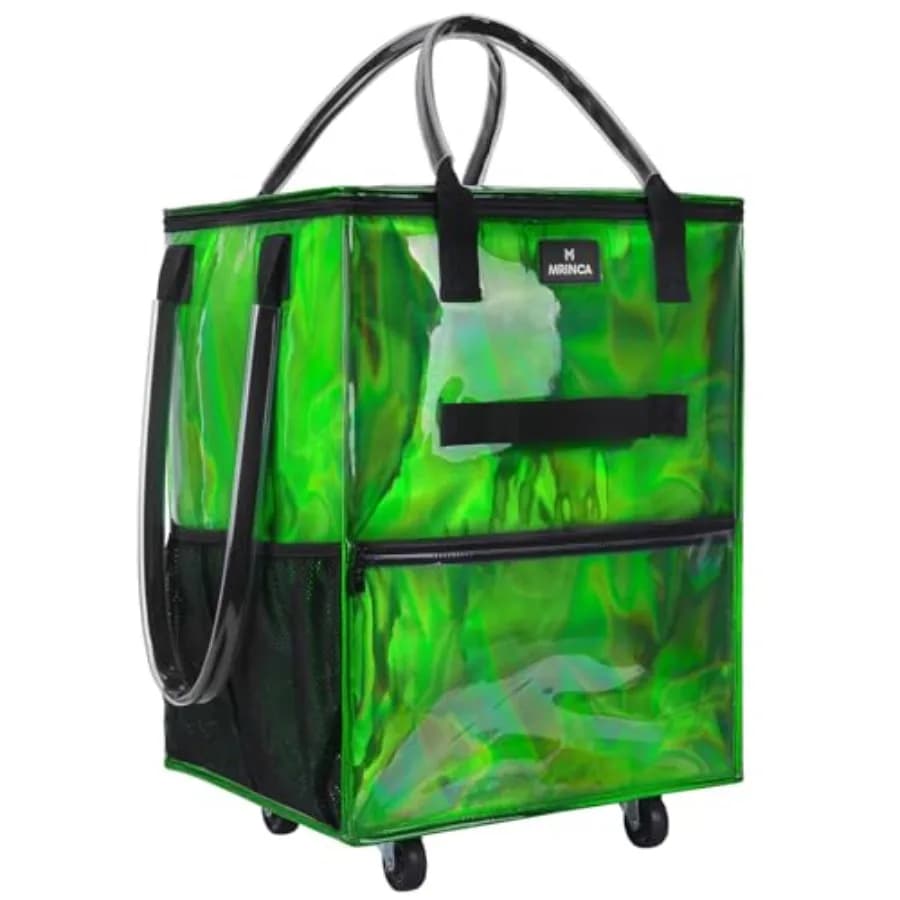 Borsa spesa riutilizzabile con ruote 70L, carrello pieghevole con tasche multiple e sistema di trasporto a 3 vie, chiusura superiore con cerniera, resistente