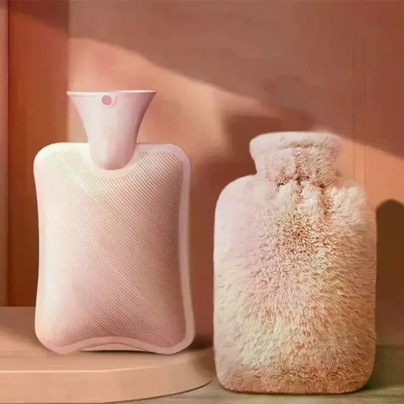 1000ML Scaldamani morbido Borsa per acqua calda Bottiglie Scaldapiedi lavabile rimovibile con copertura in tessuto Ragazza invernale a prova di esplosione