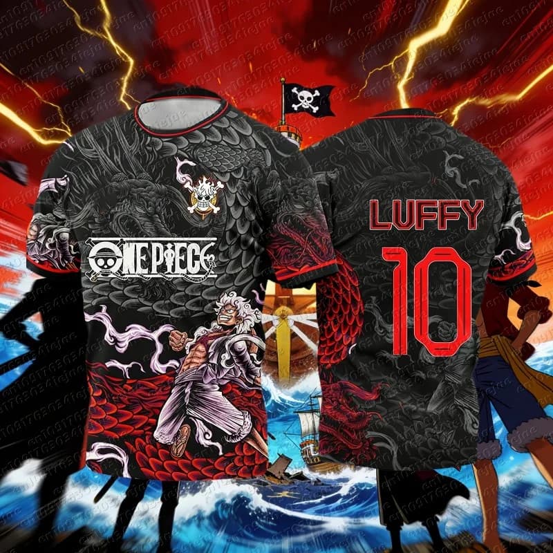 Maglia da Calcio One Piece Luffy 2026 per Bambini, T-shirt Speciale da Calcio, Maglia Traspirante ad Asciugatura Rapida per Uomo/Donna