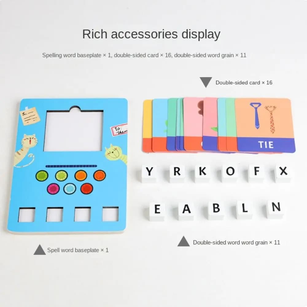 Blocchi di Costruzione per l'Apprendimento dell'Alfabeto, Puzzle in Legno Educativo con Cartoni Animati Fai-da-Te per la Cognizione