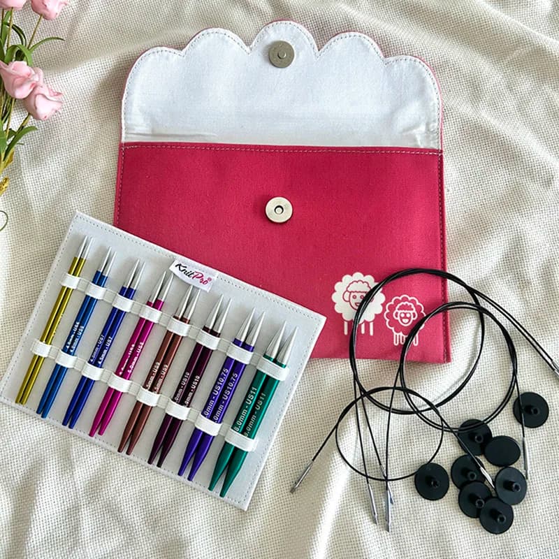 Nuovo Set di aghi circolari intercambiabili Knitpro Zing Deluxe