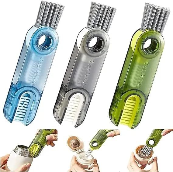 Spazzola per tazza multifunzione 3 in 1 Spazzola per pulizia tettarella Spazzola per pulizia tazza d'acqua Spazzola per spazio artefatto Spazzola per copertura tazza