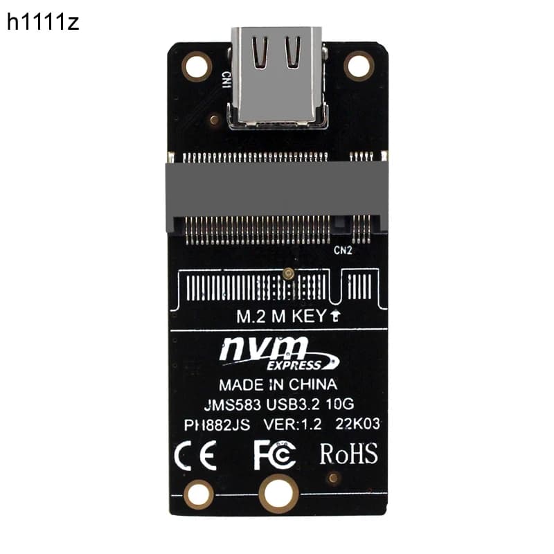 Adattatore USB NVME, da NVME a USB 3.1 TYPE C 10Gbps, Convertitore M2 PCIE NVME SSD a USB C, Chip JMS583, Chiave M per SSD M.2 NGFF 2230