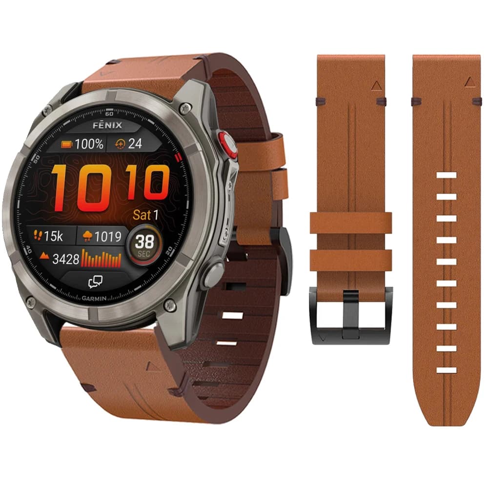 Cinturino in pelle QuickFit 22 26mm per Garmin Fenix 8 Pro AMOLED 7 7X 6 6X 5 5X/Enduro3/Forerunner 965 970/Instinct 2X Bracciale a fascia