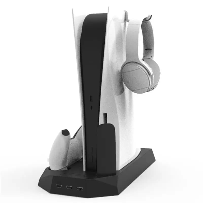 B31B PS5 Bracket Vertical Stand with Cooling Station Dual Controller Fan Speed for Playstation 5 Console Accessories White