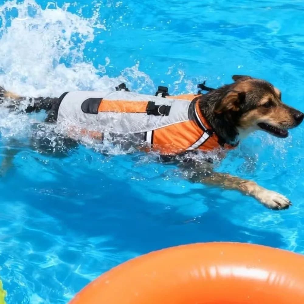 Reflective Dog Swimming Vest Adjustable High Buoyancy Dog Life Jacket Breathable Safety Handle Dog Flotation Vest Boating