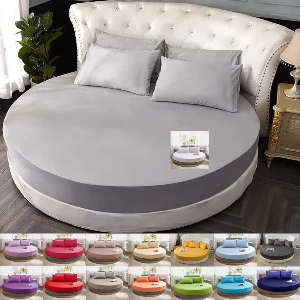 100% Cotton Round Bed Sheet Set Elastic Band Soft Skin Friendly Fitted Sheets Set Elastic Band Bedsheet 1/3PCS Mattress Cover