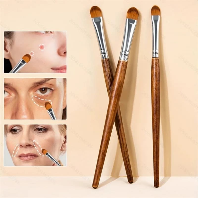 1/3pcs Solid Wood Handle Concealer Brush Oval Tongue Flat Head Soft Bristles Hair Liquid Foundation Cream Eyeshadow Makeup Brush