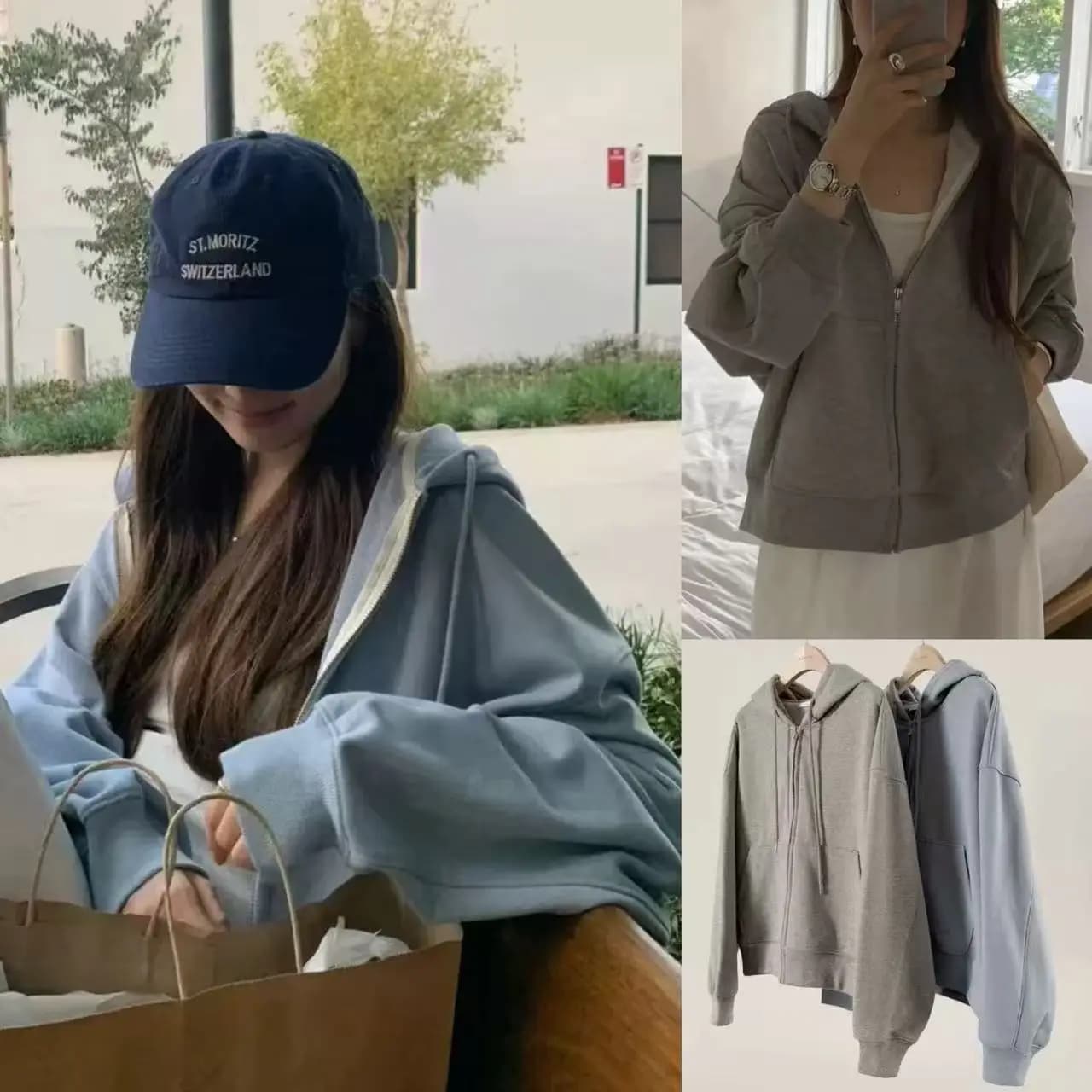 Loose Fit Zipper Hoodie Casual Style Color Versatile College Hooded Sweatshirt Comfortable Breathable Women's Jacket