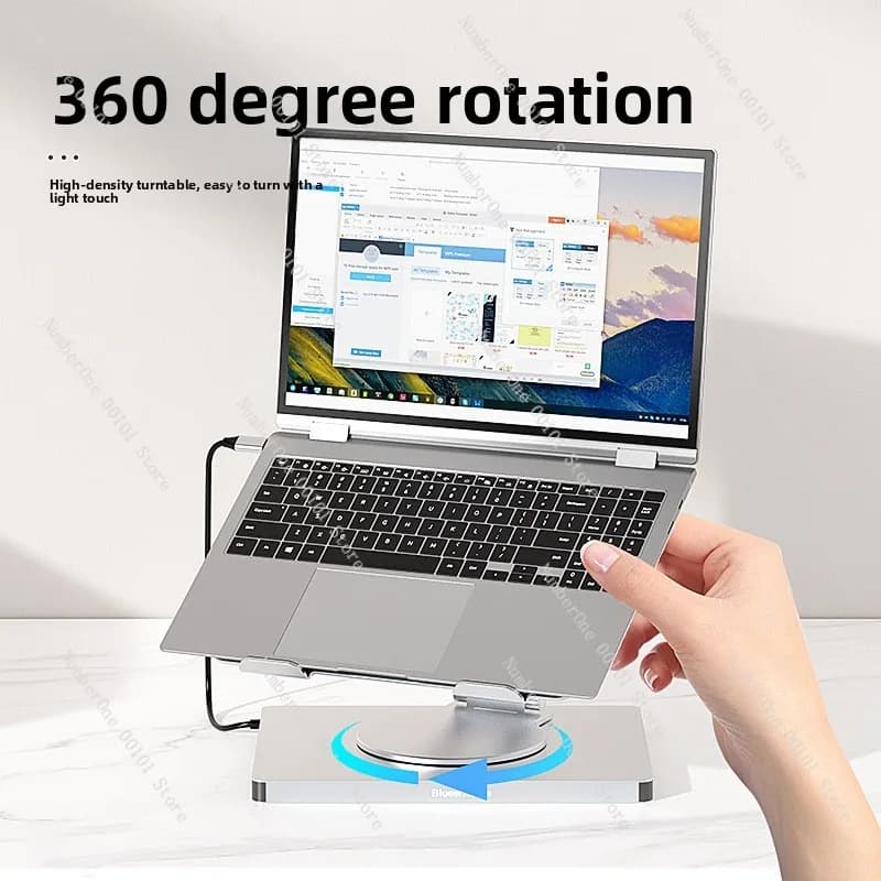 Supporto per Laptop Girevole e Pieghevole, Docking Station con Hub Type-C, Ethernet Gigabit e Uscita Video 4K 60Hz