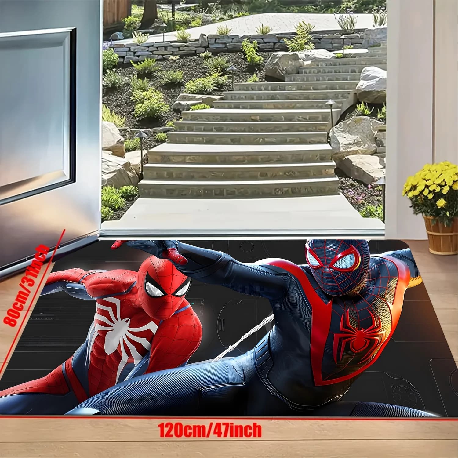 Marvel Large Game Area Carpet | Spider-Man Vs Venom - Cute Cartoon Character Mat, Home Decor Rug, Anime Area Mat, Washable Fla