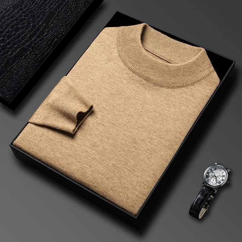 Maglione di maglieria a mezzo collo alto Nuovo autunno/inverno Felpe con collo a lupetto Pullover tinta unita Uomo Abbigliamento casual da uomo di marca