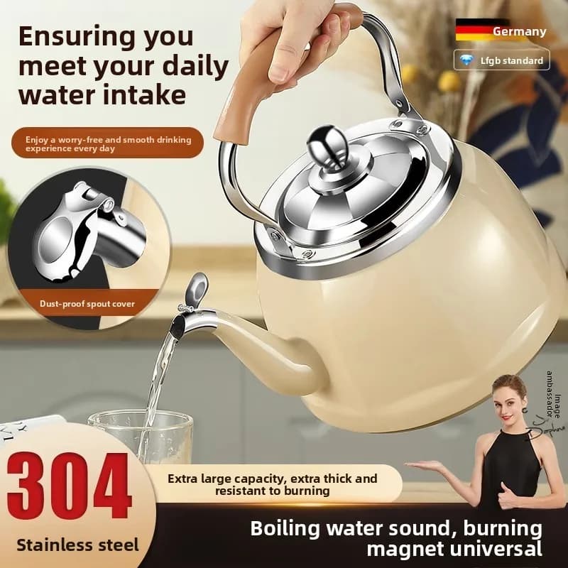 304 stainless steel kettle, household gas electric kettle, large-capacity siren kettle for use on an open flame stove