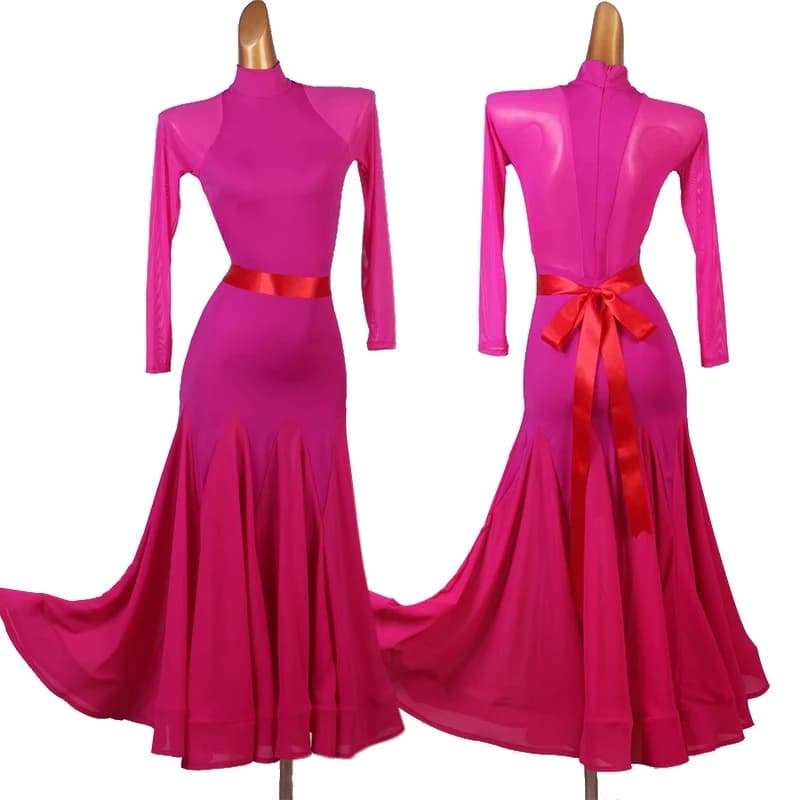 Abiti da valzer da donna Costume da competizione di danza standard Abito da ballo a collo alto Abbigliamento moderno per spettacoli di danza sociale 4497
