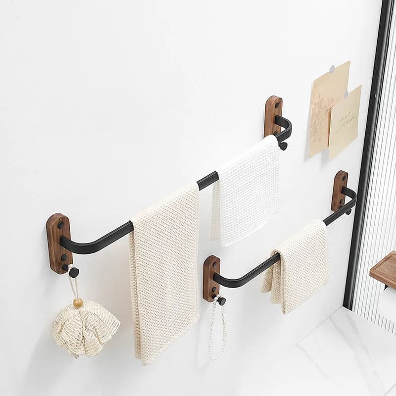 Portasciugamani da bagno a parete con gancio portasciugamani da bagno in legno nero/bianco portasciugamani da bagno accessori per il bagno