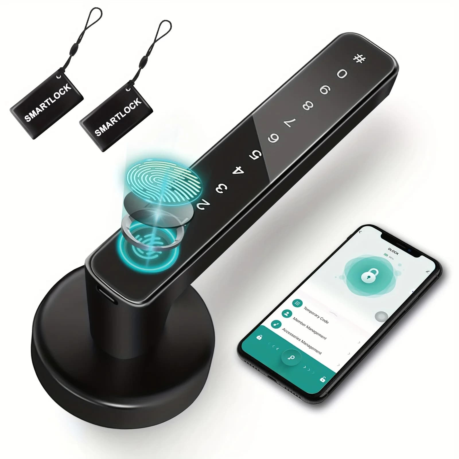 Offerta Speciale di Natale - Regalo di Natale - Serratura Intelligente con Impronta Digitale e Maniglia 5-in-1 con Tastierino