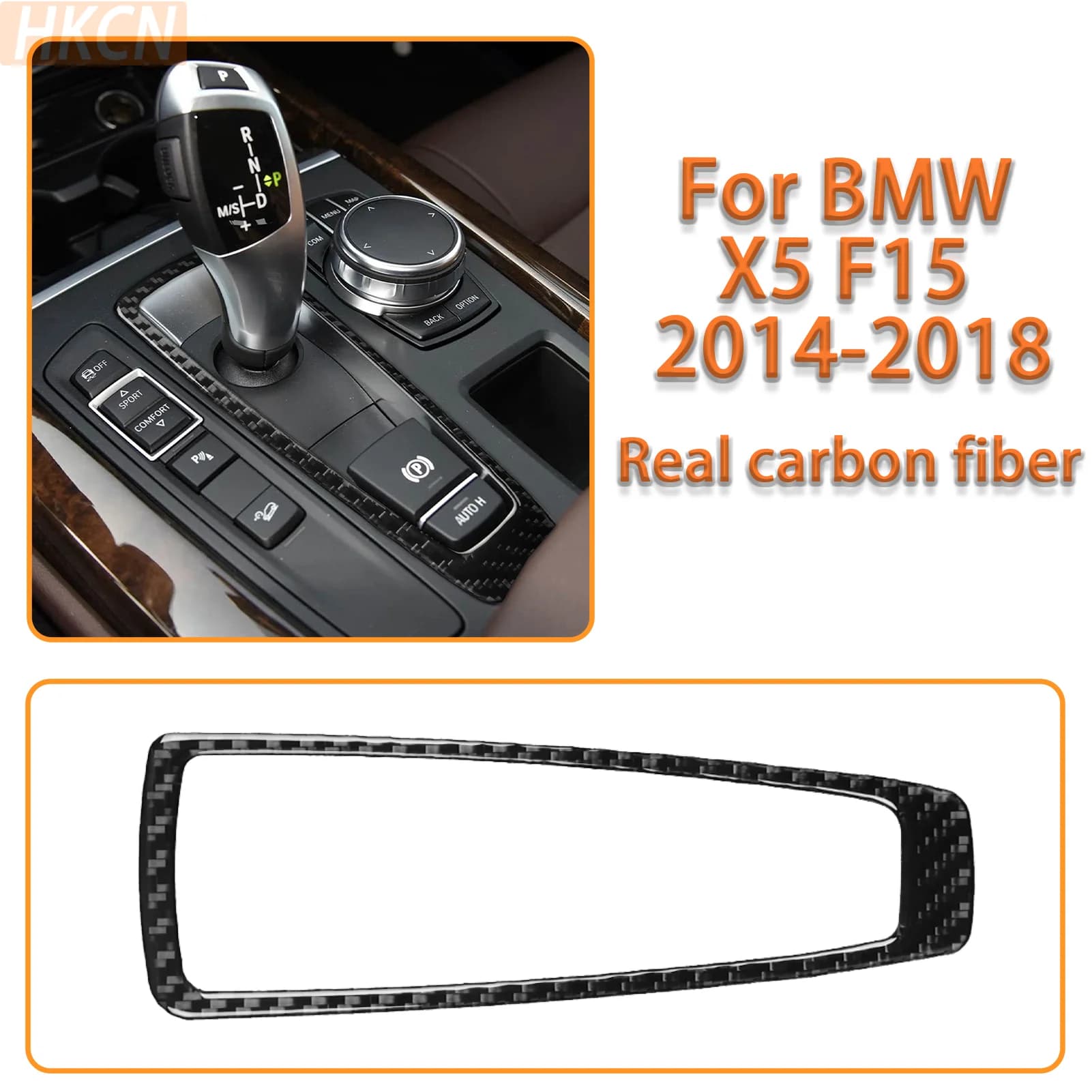 Per BMW X5 F15 2014 2015 2016 2017 2018 Adesivo Decorativo in Fibra di Carbonio per Pannello Leva del Cambio Centrale Auto, Accessorio Interno
