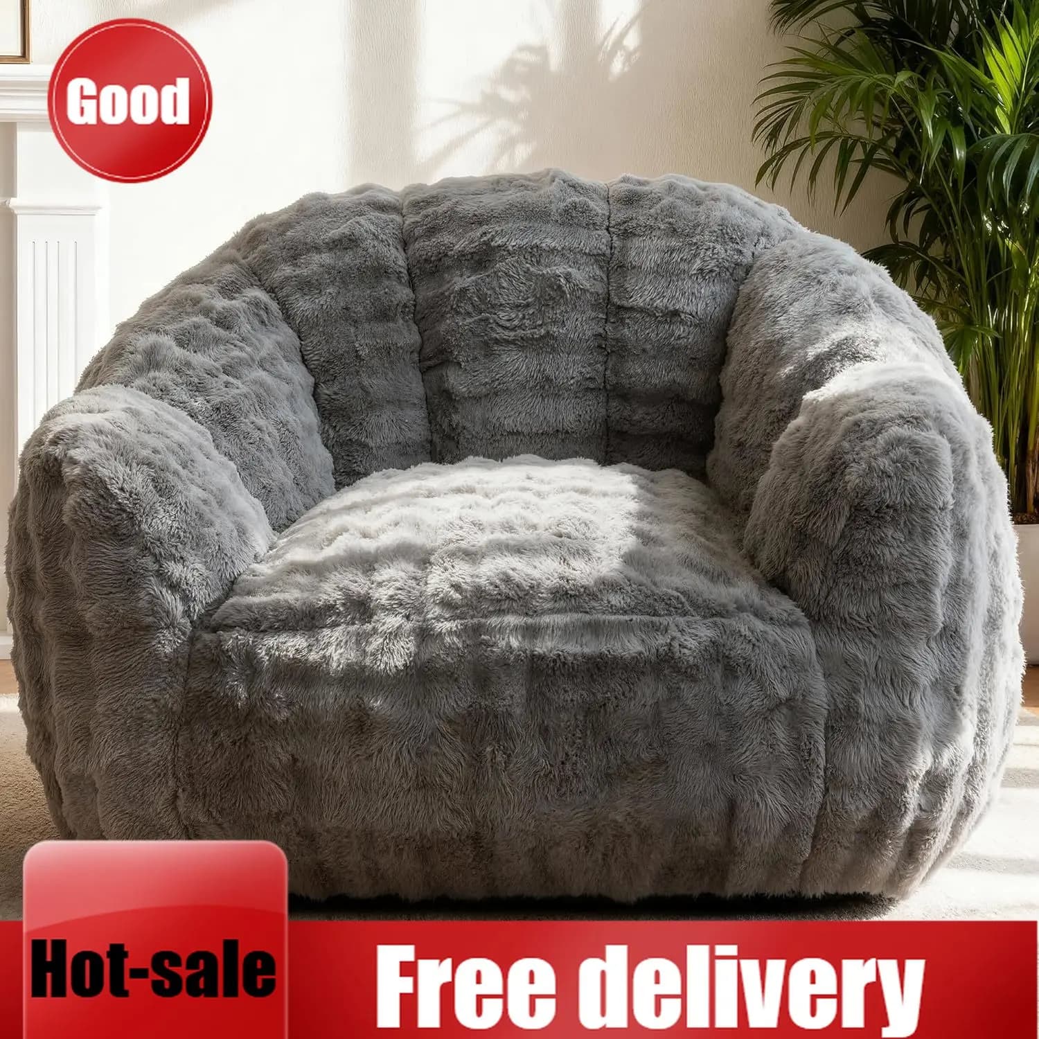 Poltrona Sacco Gigante con Imbottitura in Memory Foam, Sedia Gaming per Adulti, Poltrona Sacco per Bambini e Adolescenti, Leggera G