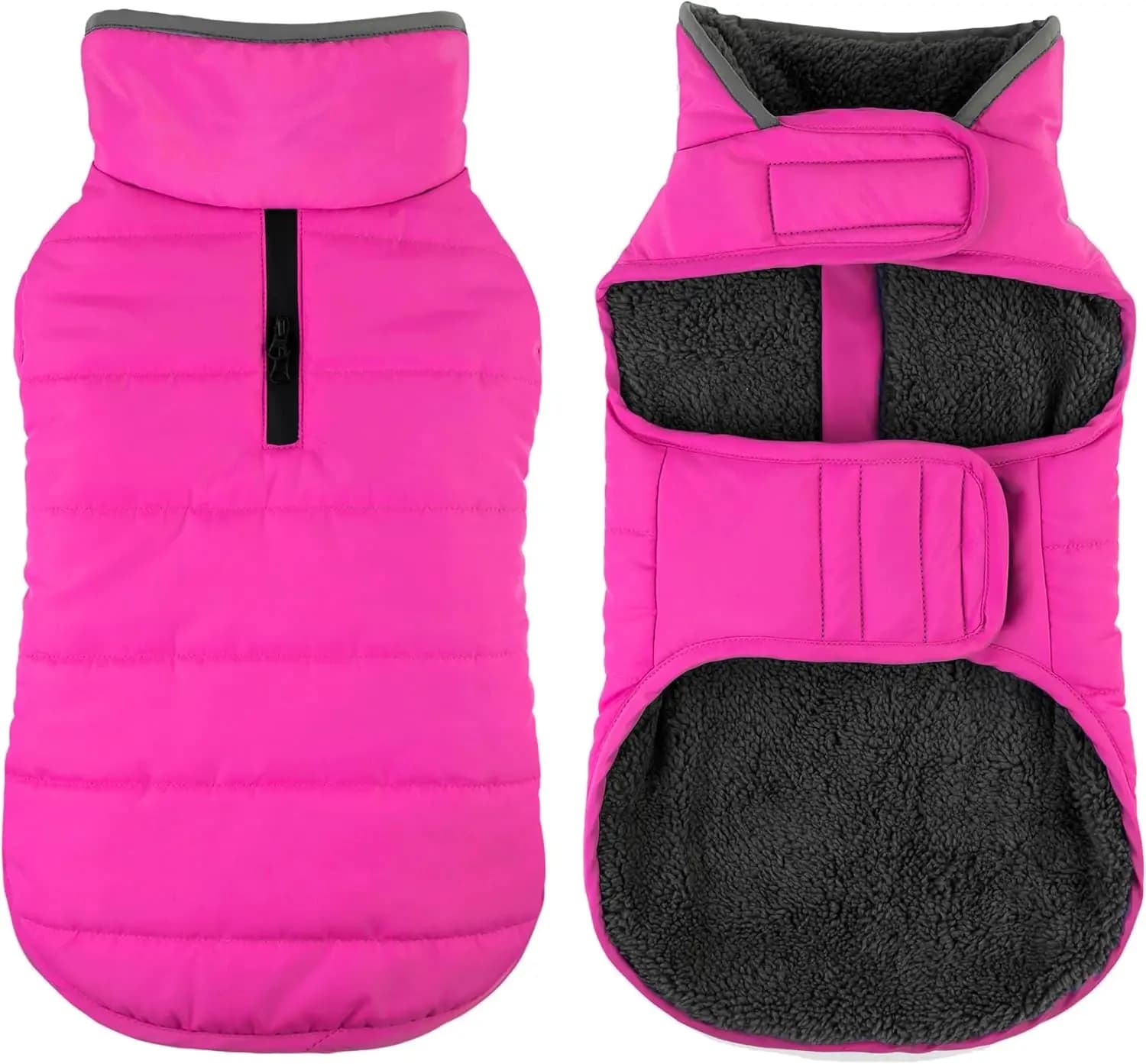 Cappotto Invernale Impermeabile per Cani con Gilet Riflettente, Maglione in Pile Regolabile per Cani di Piccola e Grande Taglia in Rosa