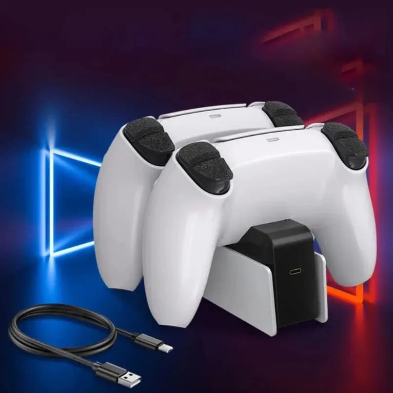 Stazione di ricarica rapida doppia per controller PS5 con indicatore LED per gamepad e joystick Playstation 5, accessorio per il gaming