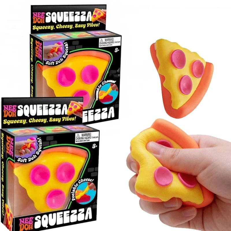 Stress Relief Toy Needoh Dippin Dazzler Pizza Squishy Gift Set, Mini Sensory Squeeze Toy, Ideal for Stress Relief at Work