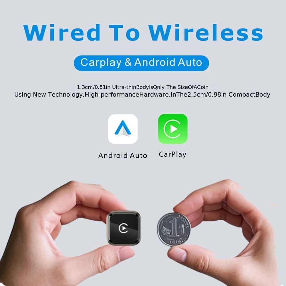 Wireless CarPlay and Android Auto Adapter, Wireless Wired USB Dongle, AI Plug & Play Smart Box with Automatic Connection