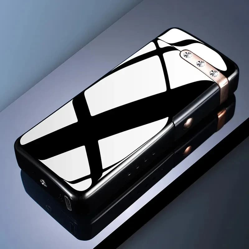 Accendino di ricarica USB con fiamma a impulsi elettrici ad alta potenza di lusso Accendino al plasma portatile antivento per sigari in metallo regalo da uomo