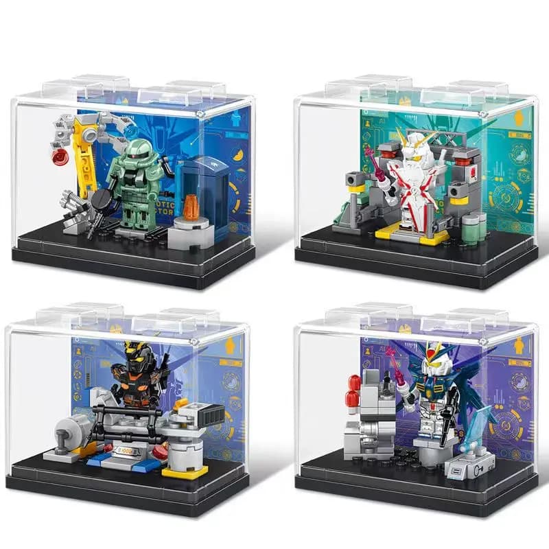 Gioco di animazione Giocattoli periferici Blocchi di costruzione Giocattolo di assemblaggio Zaku RX-78 Mini Anime Action Figure con regali di visualizzazione della collezione