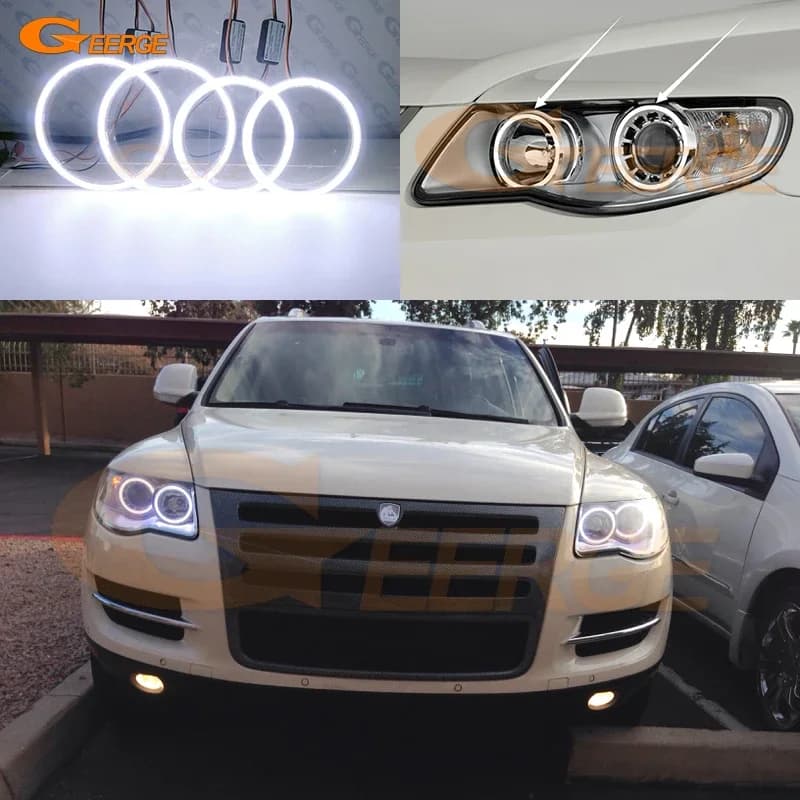 Per Volkswagen VW Touareg 7L 2003 2004 2005 2006 2007 2008 2009 2010 Luce diurna Ultra luminosa COB Led Angel Eyes Kit Halo Anelli