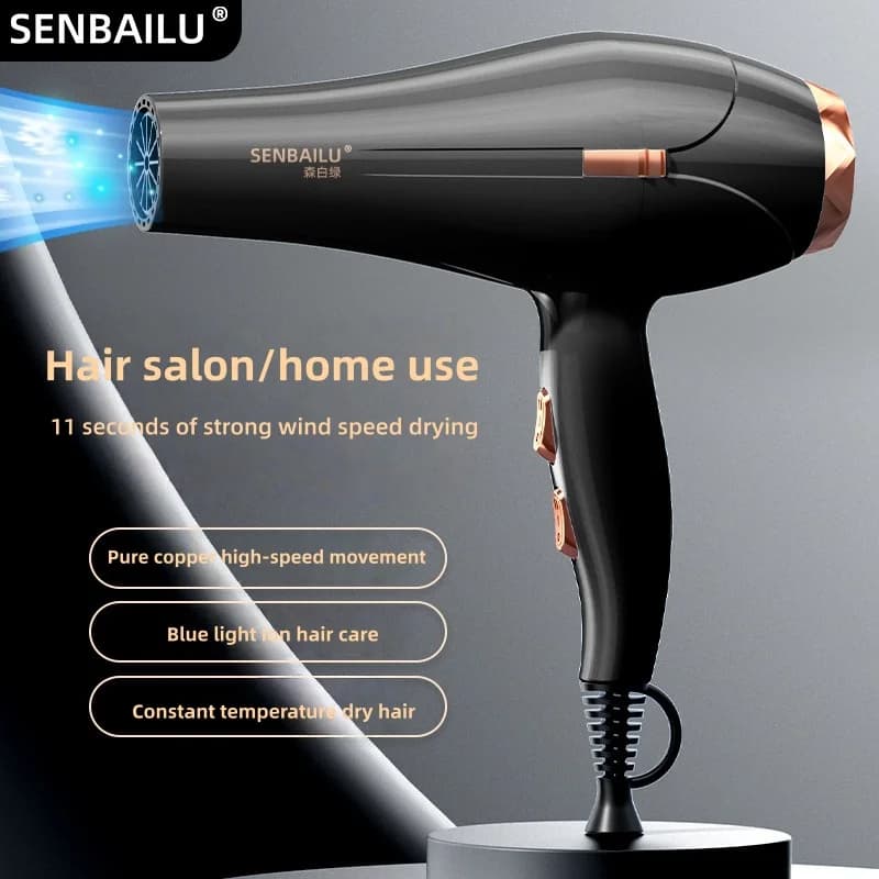 2026 New Pure Copper Core Fast Drying Hair Dryer, High-Speed Blue Light Negative Ion Hair Care, Home Hair Salon Hair Dryer