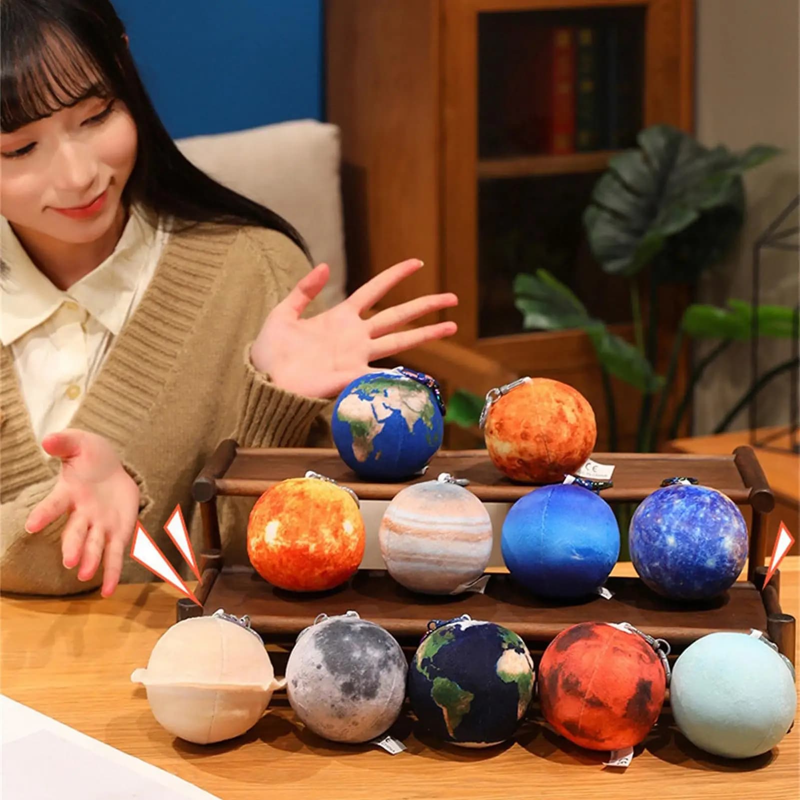 Planet Toys 2.95 pollici appendibile farcito sistema solare peluche pianeta ornamenti per borsa portamonete gioielli portafoglio zaino da donna