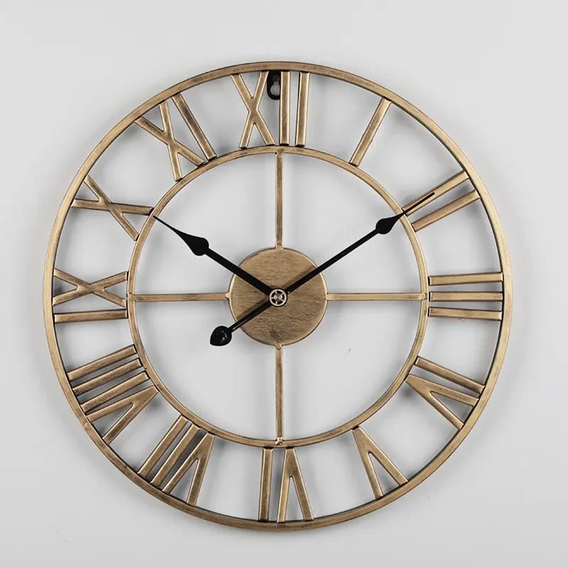European Wall Clock for Simple Living Room Wrought Iron Silent Digital Wall Clock Creative Decorative Clock Cross-Border