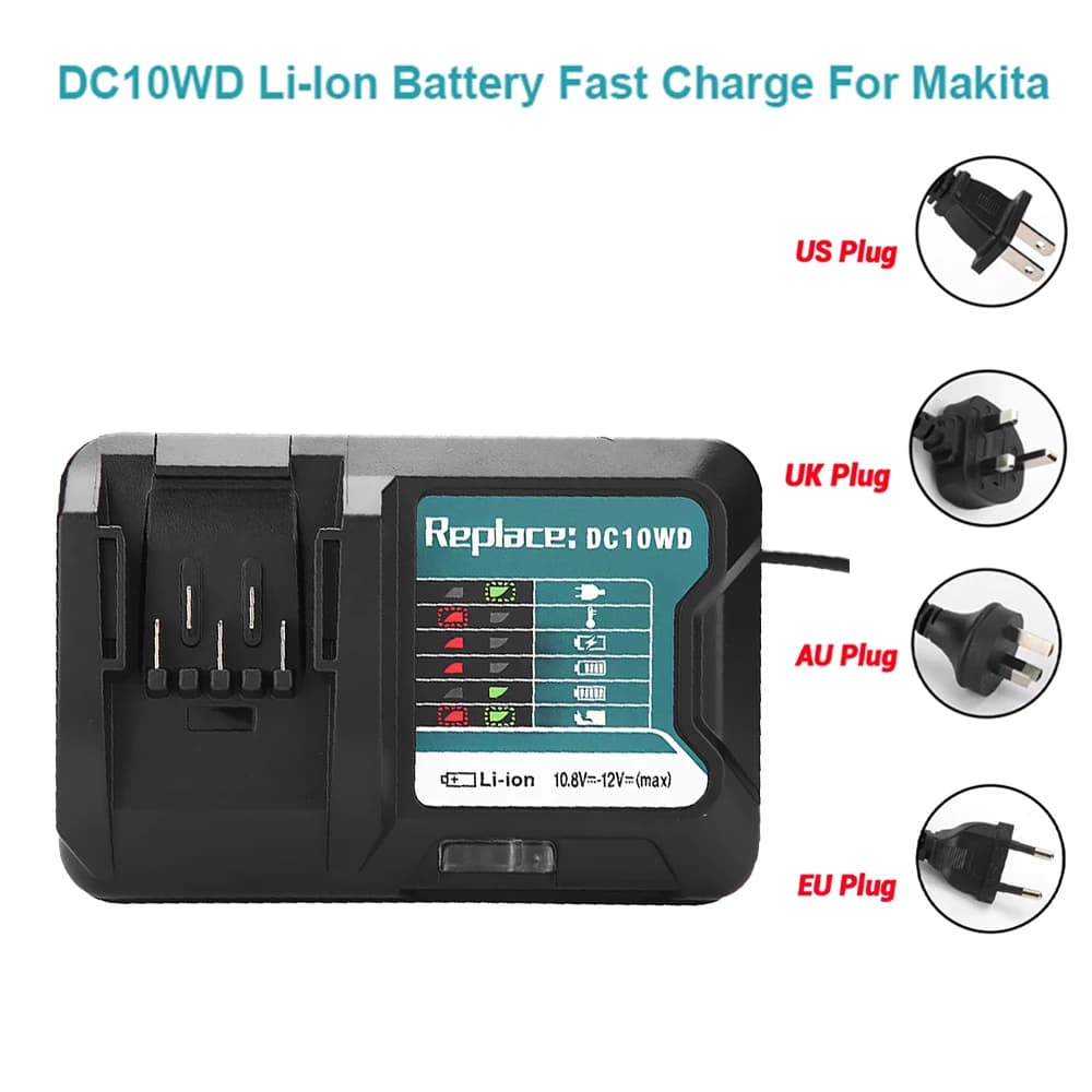 1pc Caricabatteria per Makita 10.8V 12V DC10WD BL1021B BL1041B BL1016 Caricatore luce LED Nuovo
