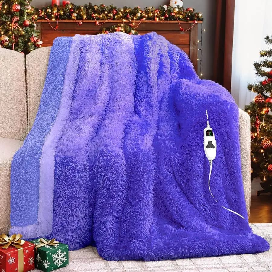 Coperta elettrica, regali di compleanno invernali caldi per le donne, la sua nonna, pelliccia sintetica con morbido Sherpa, 10 impostazioni di calore, 5 impostazioni di tempo