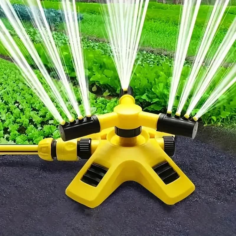 3-Arm Adjustable 360° Auto-Rotating Sprinkler System - Water-Saving Lawn Irrigation Garden Tool for Large Yards with Heavy Duty