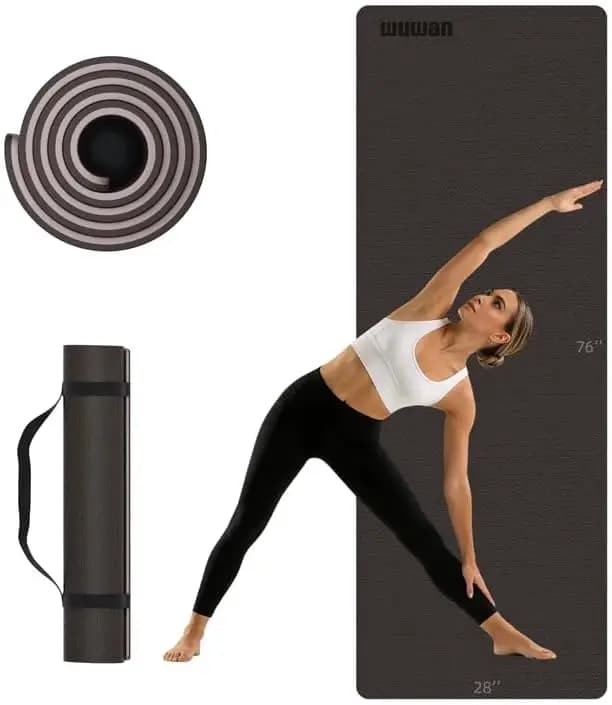 Tappetino Yoga Extra Lungo per Uomini e Donne Alti, Tappetino per Esercizi in TPE Antiscivolo Spesso 10mm con Cinghia di Trasporto