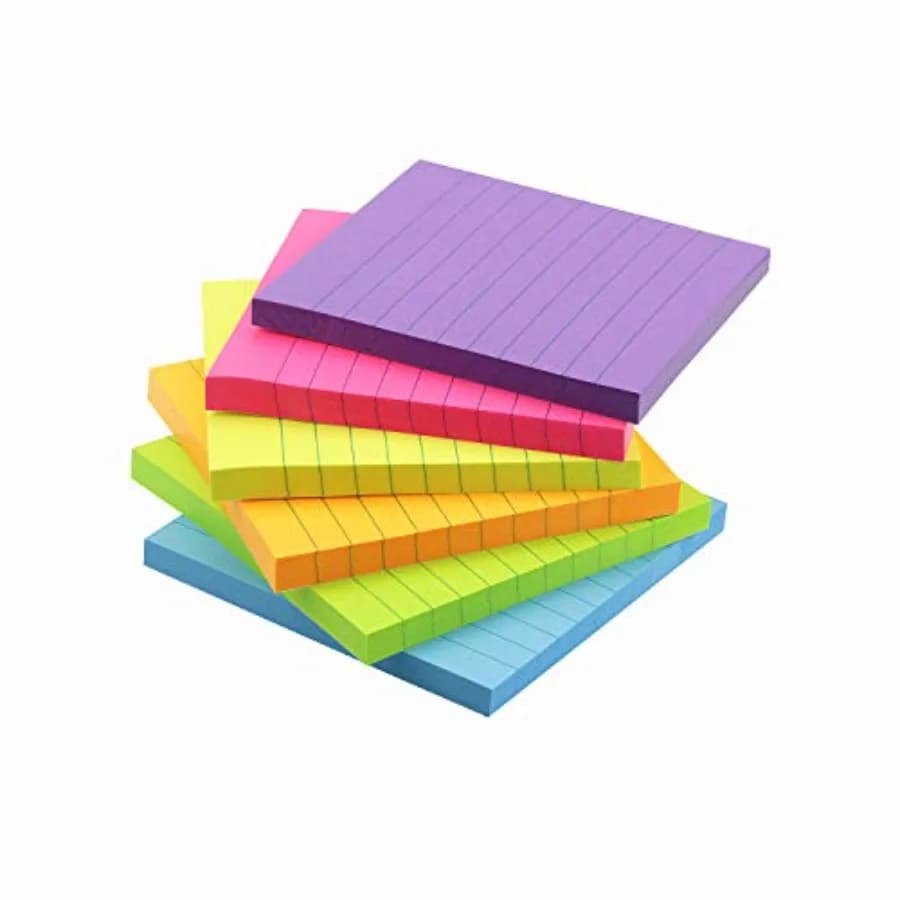 Led Sticky Notes with Les Self-Stick Notes 6 Bright Color 6 Pads, 60 Sheets/Pad