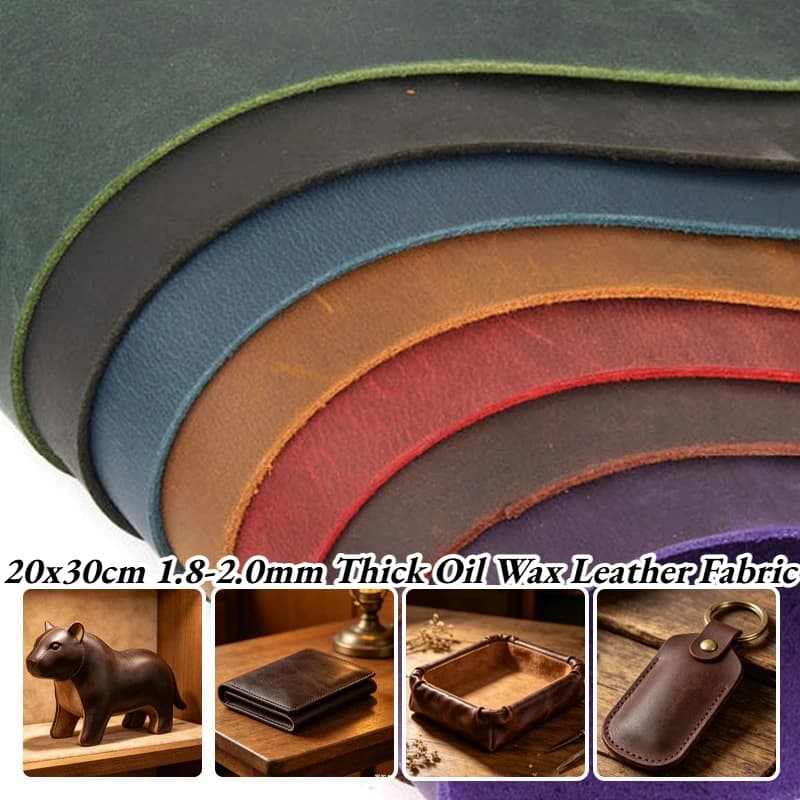20x30cm Soft Leather Sheet 1.8-2.0mm Thick Oil Wax Leather Fabric for DIY Craft Material for Wallet Bag Journal Steering Wheel