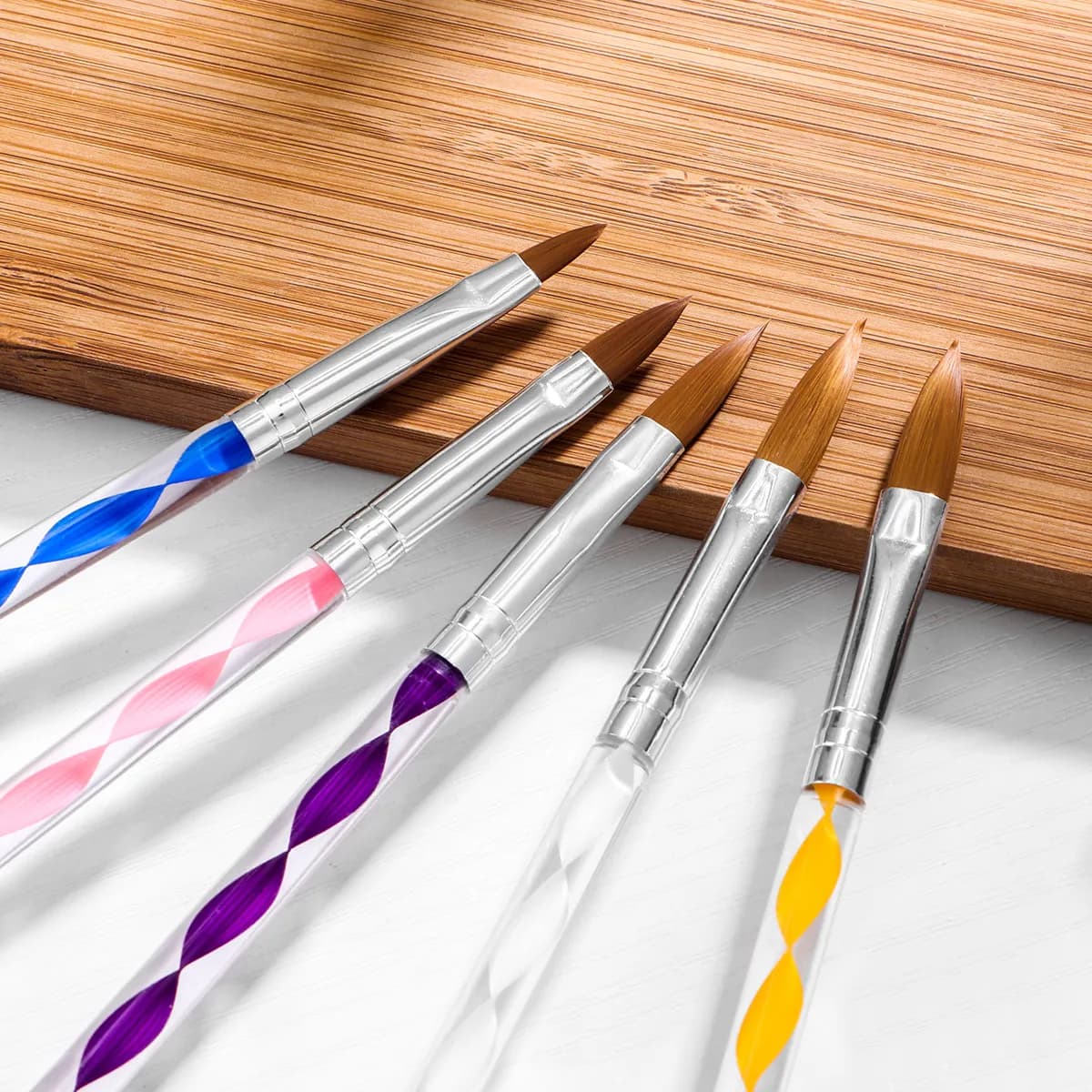Set di 5 Penne per Nail Art, Pennelli di Precisione in Acrilico, Penna per Gel UV, Strumento per Scultura e Pittura con Polvere Liquida