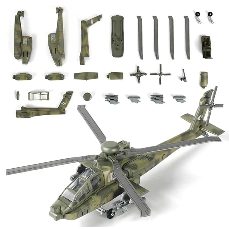 1/72 Army Fighter Kit Toy Modern Aircraft Model Military Series AH-64 Helicopter Gunship Apache Air Force Building Block Set