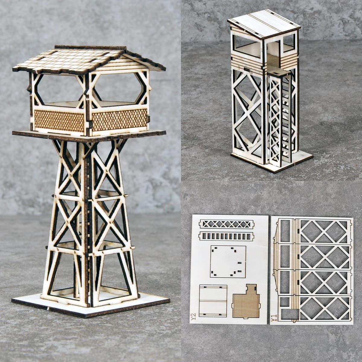 Modello architettonico da assemblare, tavolo di sabbia, torre di guardia, torretta di sorveglianza, edificio, diorama, kit modello in scala 1/72