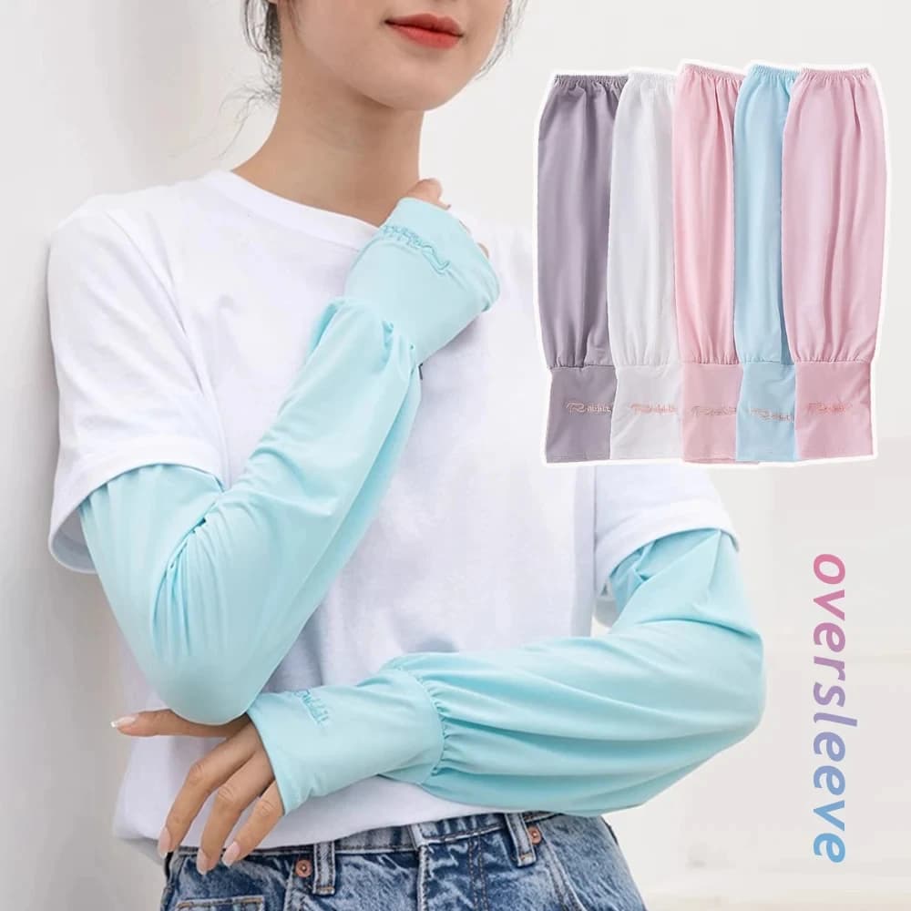 1 pair of summer ice silk sleeves for men and women UV protection for outdoor cycling sleeve sunscreen protection sleeves loose