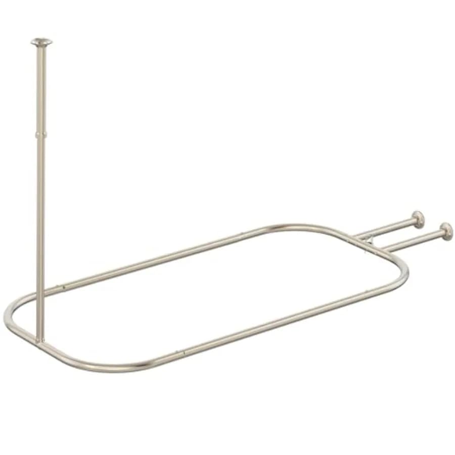 Asta per Tenda Doccia Quadrata in Acciaio Inossidabile Resistente, Senza Ruggine, per Vasca da Bagno Freestanding con Piedini a Artiglio, 58.3"x24"