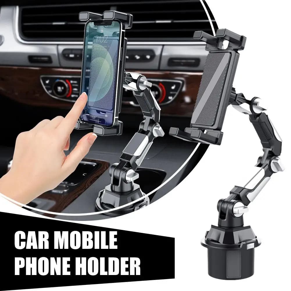 Car Cup Holder Tablet & Phone Mount, Universal Stand with Adjustable Long Arm for iPad Pro Air Mini, Samsung Galaxy Tab, Kindle
